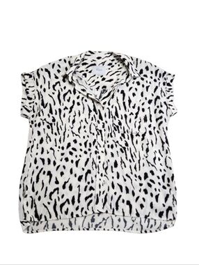 RAILS Whitney Print Button Front Shirt In Ivory Black Cheetah Womens Medium